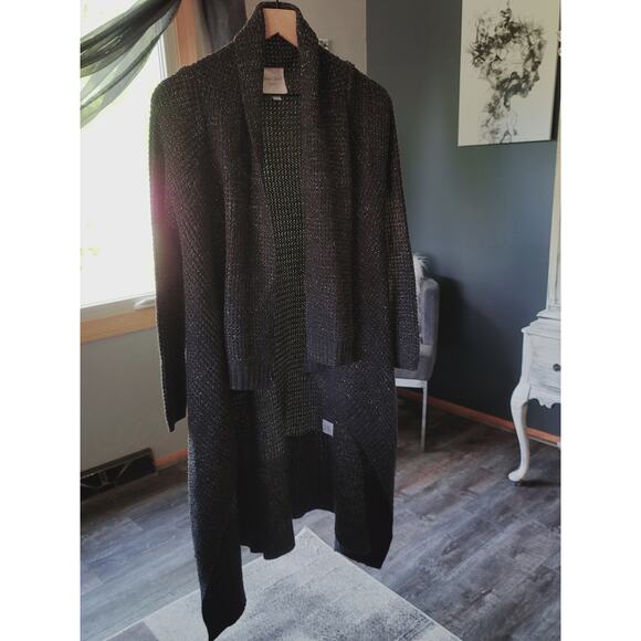 VINTAGE ROMEO & JULIET COUTURE BLACK SILVER LONG CARDIGAN - SMALL - Picture 3 of 7
